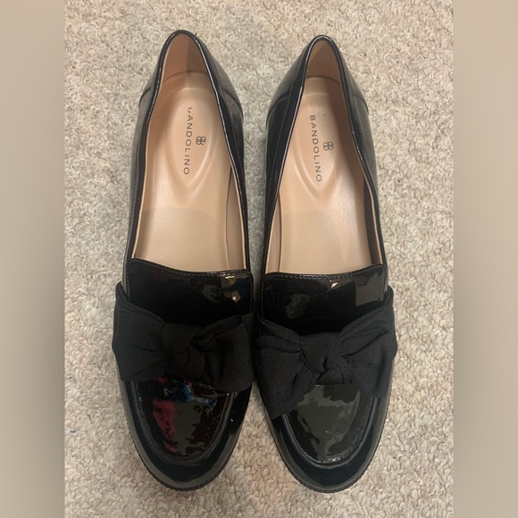 Bandolino Lindio Black Patent Leather Loafers with Bow Detail SZ 9M